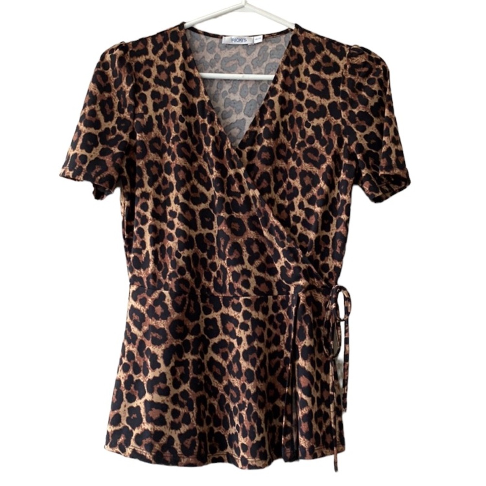 Ricki’s Faux Wrap-Around Animal Print Top